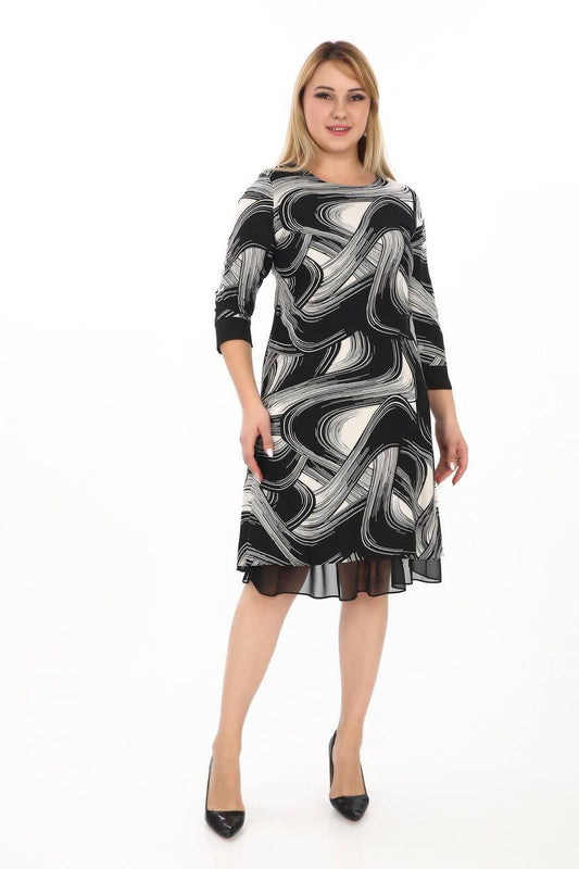 Bold Black & White Swirl Print Dress – Effortless Style and Comfort